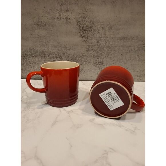 Le Creuset Stoneware Coffee Mugs 350ml Shiny Cerise Red Ombre Tea, Set of 2 NWT - Picture 5 of 9
